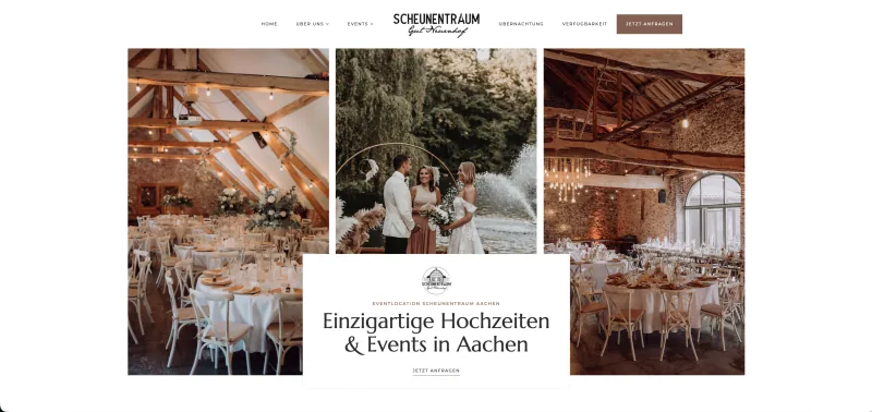 Website für Scheunentraum, eine Eventlocation in der Region Aachen